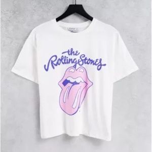 Stradivarius Rolling Stones tshirt in white